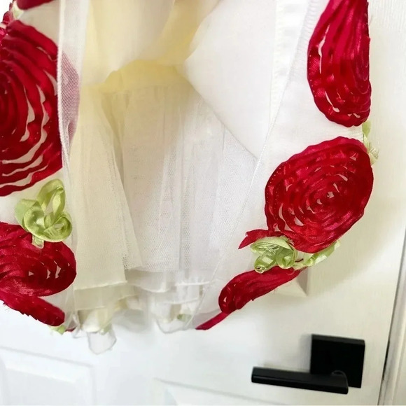 American Princess Girls Size 5 Formal Dress Cream Red Circle Rosette‎ Sleeveless - Picture 6 of 8